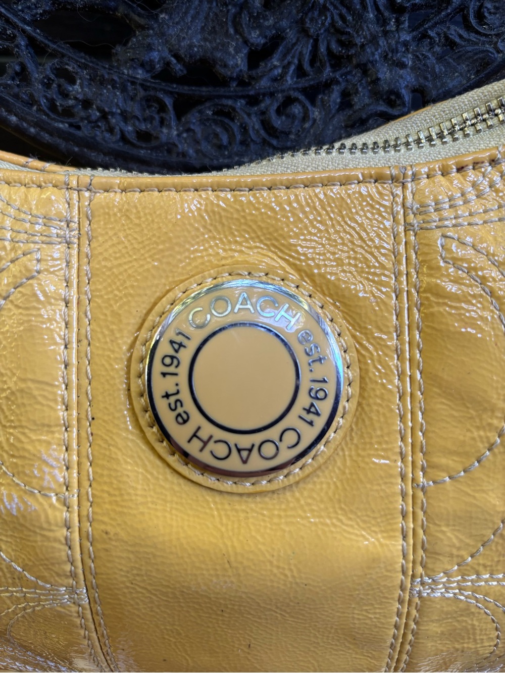 Coach Mustard Yellow Leather Hobo Shoulder Bag - Picture 4 of 16